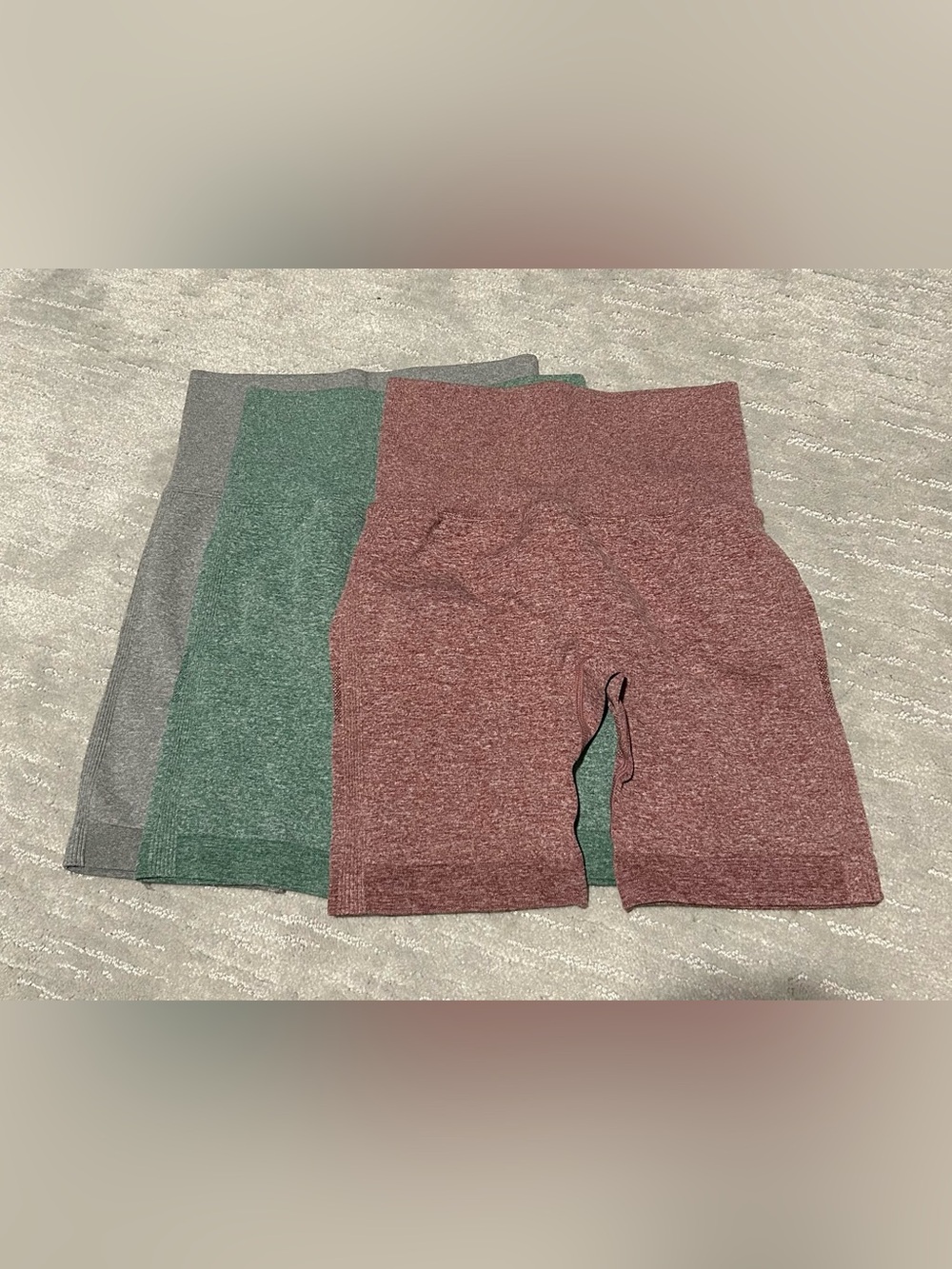Set of Three Workout Athletics Shorts - Red, Green, Grey